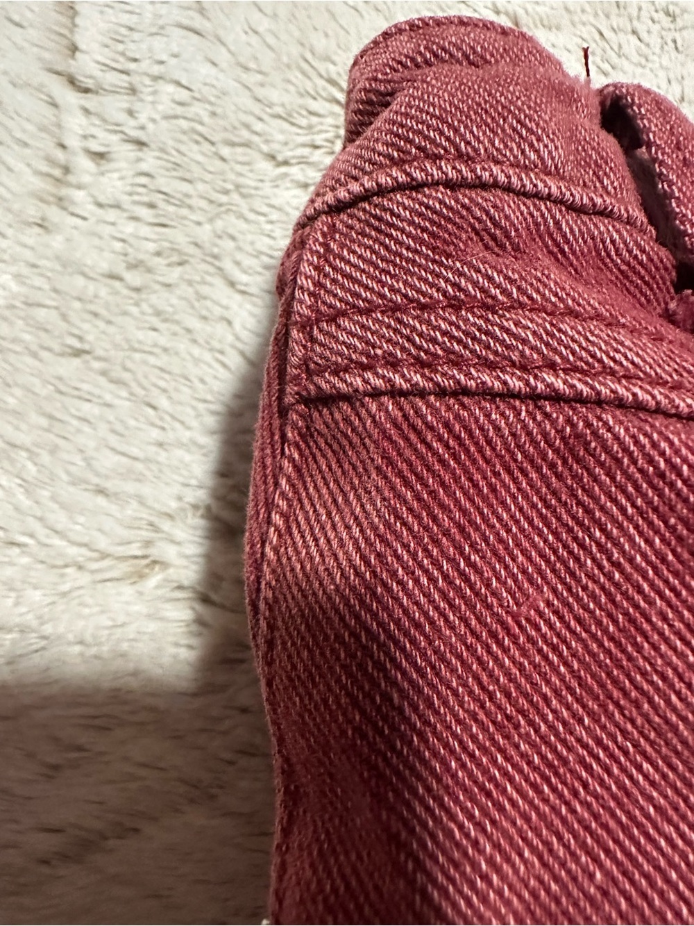 Prettylittlething Washed Oxblood Raw Frayed Hem Denim Mini Skirt Size 10 - Picture 12 of 14
